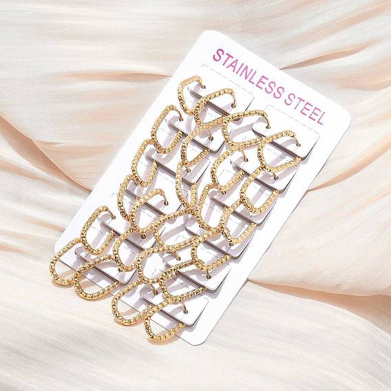 301 серьги-кольца из нержавеющей стали для женщин, текстурированный прямоугольник, ионное покрытие (ip)