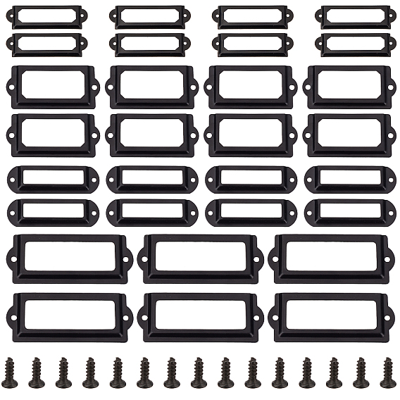 40 наборы 4 стиль железный индекс этикетка рамка, держатели именных карточек, для ящика, аксессуары для шкатулки, с винтами, прямоугольные