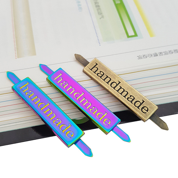 Ярлыки сплава, для джинсов своими руками, , обуви, аксессуары для шляп, прямоугольник со словом ручной работы