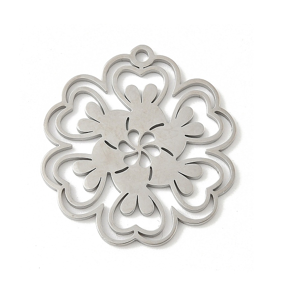 304 подвески из нержавеющей стали, цветочный шарм, лазерная резка, ионное покрытие (ip)