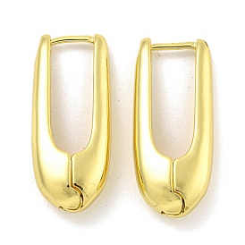 Rack Plating Oval Brass Hoop Earrings for Women, Cadmium Free & Lead Free, Long-Lasting Plated