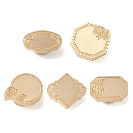 Geometric Leaf Frame Brass Stamp Heads, for Wax Seal Stamp, Wedding Invitations Making