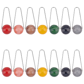 Unicraftale 14Pcs 7 Colors Imitation Gemstone Style Two Tone Acrylic Big Pendants, with 304 Stainless Steel Triangle Rings, Round