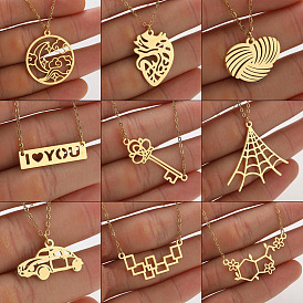 Girls' niche design stainless steel personality all-match pattern pendant I LOVE YOU key clavicle necklace