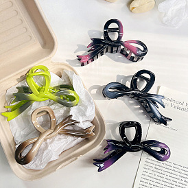 Gradient Color Bowknot Plastic Large Claw Hair Clips, Hair Accessories for Women & Girls