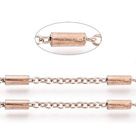 Placage ionique (ip) 304 chaînes porte-câbles en acier inoxydable, avec des perles tubulaires, soudé, avec bobine, Ovale Plat