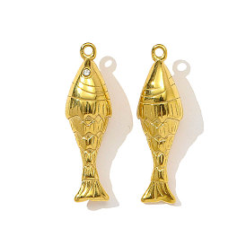 304 из нержавеющей стали горный хрусталь подвески, рыбы прелести, ионное покрытие (ip), реальный 18 k позолоченный