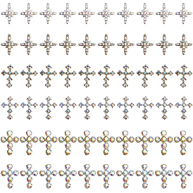 60шт 6 стили сплав горный хрусталь кабошоны, украшения для ногтей, крестик