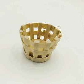 Мини бамбуковая корзина, миниатюрные украшения, аксессуары для кукольного домика в микроландшафтном саду, притворяясь опорными украшениями