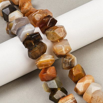 Натуральные бусины из желтого ботсванского агата, граненые, самородки