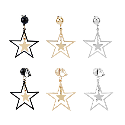3 пары 3 цвета латунные клипсы, серьги-подвески с железными звездами для женщин