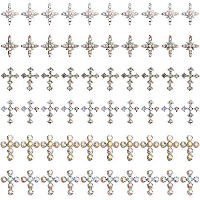 60шт 6 стили сплав горный хрусталь кабошоны, украшения для ногтей, крестик