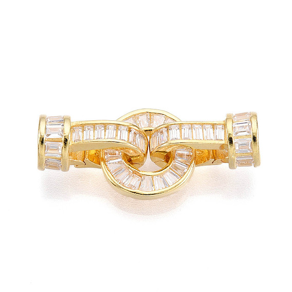 925 Складчатые застежки из стерлингового серебра с микропаве из прозрачного кубического циркония, с печатью s925, плоско-круглые