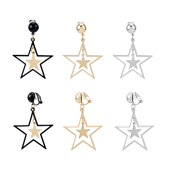 3 пары 3 цвета латунные клипсы, серьги-подвески с железными звездами для женщин