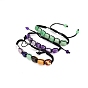 Natural Mixed Gemstone Rectangle Braided Bead Bracelet, Adjustable Bracelet