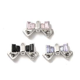 Прелести соединителя сплава, звенья бантом со стеклом, без свинца и без кадмия, платина