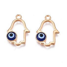 Pendentifs en émail , or et de lumière, sans cadmium et sans plomb, main hamsa/main de miriam avec le mauvais œil