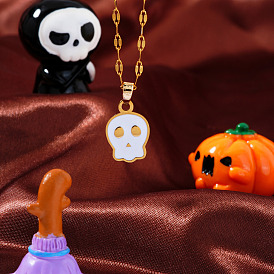 Cute Halloween Stainless Steel Skull Pendant Necklaces for Unisex