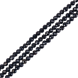 3 нити натуральные черные турмалиновые бусины нити, граненые, круглые
