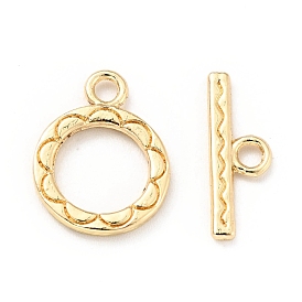 Rack Plating Brass Toggle Clasps, Cadmium Free & Lead Free, Long-Lasting Plated, Flower Ring