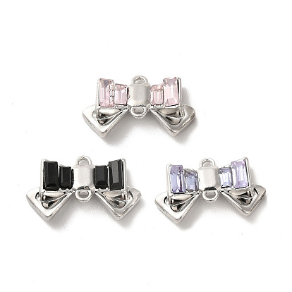 Прелести соединителя сплава, звенья бантом со стеклом, без свинца и без кадмия, платина