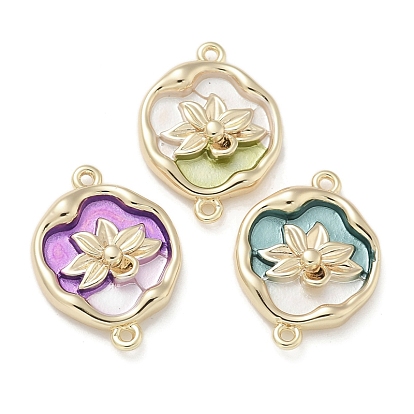 Латунная эмалевая овальная подвеска с цветочным соединителем, без кадмия, без никеля и без свинца, реальный 18 k позолоченный
