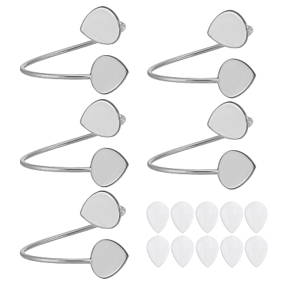 5шт. каплевидная форма 304 заготовка из нержавеющей стали, с 10 стеклянными кабошонами