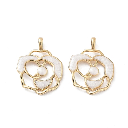 Rack Plating Alloy Resin Pendants, Flower Charms, Cadmium Free & Nickel Free & Lead Free