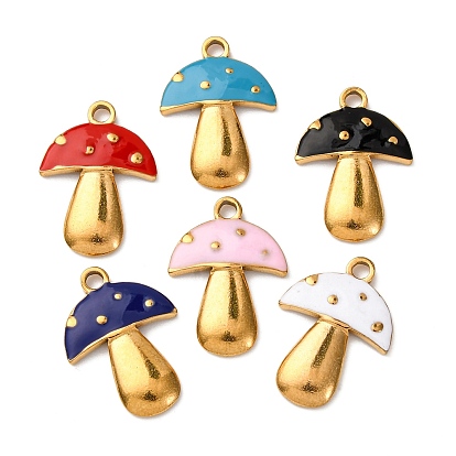 304 подвески из нержавеющей стали, с эмалью, грибное очарование, золотые