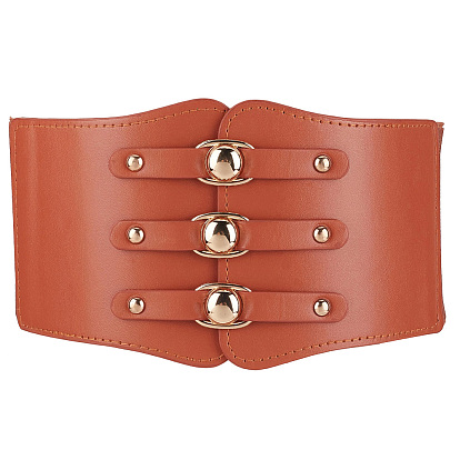 1Пояса для талии из искусственной кожи для женщин, Сплав с застежками, золотые