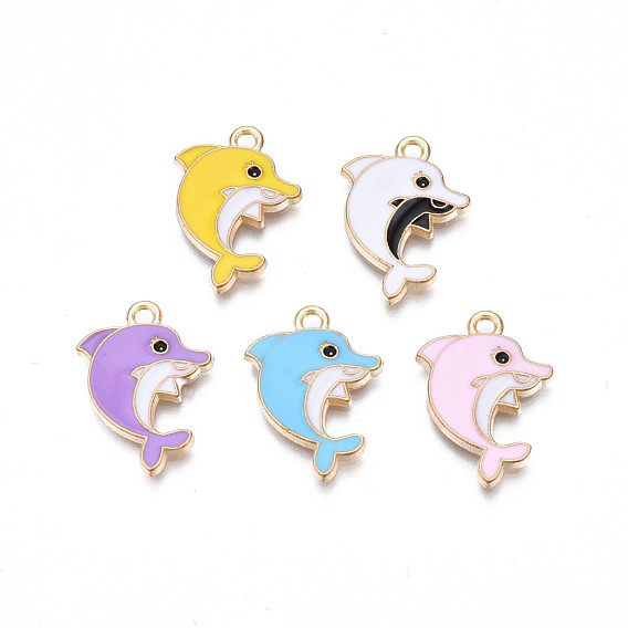 Подвески из эмали и сплава, без кадмия, без никеля и без свинца, золотой свет, дельфин