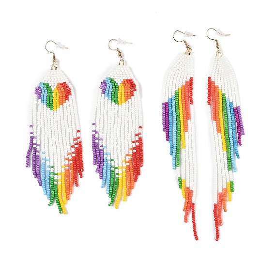 Серьги-подвески из богемского стекла, с латунными крючками, золотые