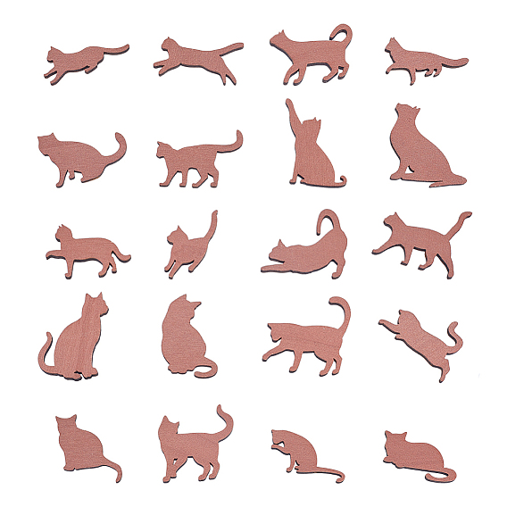 Необработанные деревянные подвески в виде кошек для живописи, пирография, домашнего декора, с джутовым шнуром