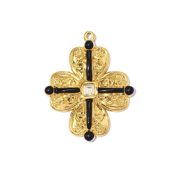 304 нержавеющей стальной эмали подвески, подвеска в виде четырехлистного клевера, с кубического циркония, реальный 18 k позолоченный, ионное покрытие (ip), долговечный