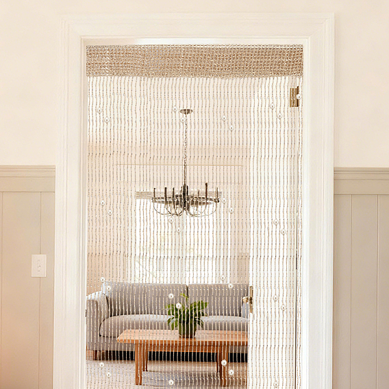 Polyester & Plastic Pearl Door String Curtain, Ribbon Thread Fringe, Strip Tassels, for Room Divider, Wedding Coffee House Restaurant