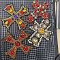 Cross Cloth Patches, Glass Beaded Appliques, Stick On Patch, with Rhinestone, Costume Accessories