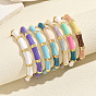 Vintage Zinc Alloy Enamel Bamboo Hinged Cuff Bangles for Women, Golden