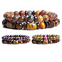 Men's Double-layered Tiger Eye Stone Beaded Bracelet Set - Natural Gemstone Jewelry