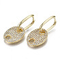 Boucle d'oreille huggie huggie en laiton micro pave clair, ovale