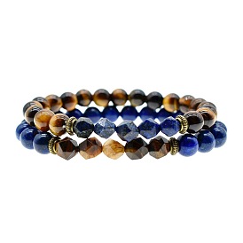 Natural tiger eye stone 8MM set bracelet lapis lazuli faceted beaded bracelet men and women natural irregular jewelry