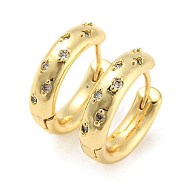 Rack Plating Brass Micro Pave Cubic Zirconia Half Hoop Earrings for Women, Lead Free & Cadmium Free, Long-Lasting Plated