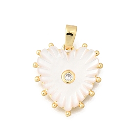 Латунные микропаве прозрачные подвески с фианитом, сердце прелести, с оболочкой