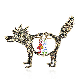 Wolf & Human Alloy Brooch, Fairy Tale Little Red Cap Enamel Pins