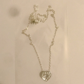 Pendant Necklace, with Brass Cable Chains and Heart Alloy Rhinestones Charms