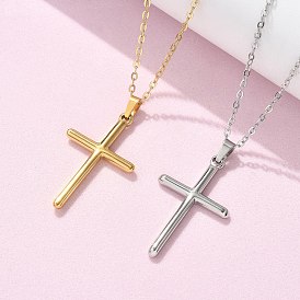 304 ожерелья с подвеской-крестом из нержавеющей стали, ионное покрытие (ip)