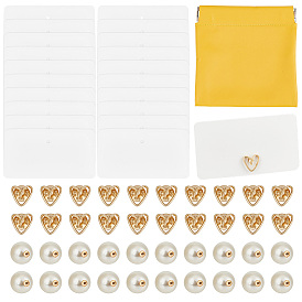 20Broches de revers en alliage anti-reflets (pièces), 20 Pièces de boucles d'oreilles en résine imitation perle, 20feuilles rectangulaires de papier vierges, 1Pochettes cosmétiques carrées en similicuir PU pour éclats