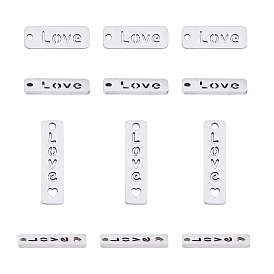Pendentifs en acier inoxydable, rectangle avec le mot amour