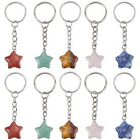 10 шт. 5 брелоки из натурального камня разных цветов, с железными кольцами, платина