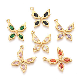 304 подвески из нержавеющей стали с кубическим цирконием, бабочка, ионное покрытие (ip), реальный 18 k позолоченный
