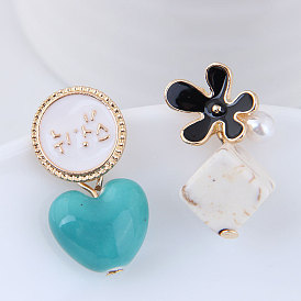 Fashionable Floral Heart Asymmetric Earrings/Hoop Jewelry